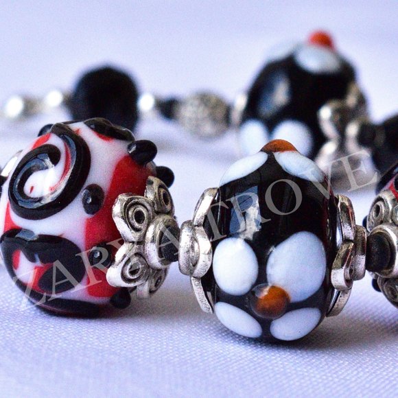 Lampwork Glass Beaded Butterfly Charm Bracelet - Picture 4 of 5